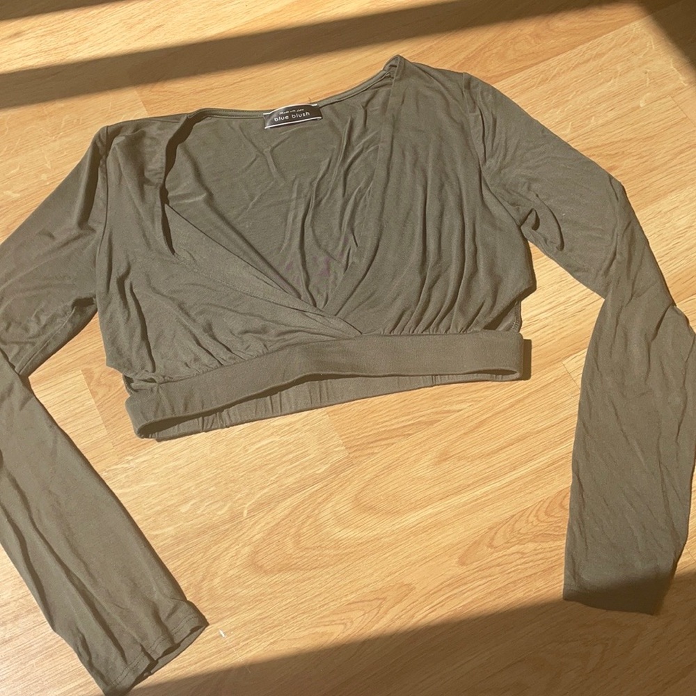 Olive Green Long Sleeve Top
